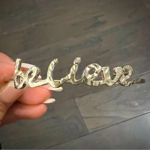 BELIEVE Silver bangle cuff bracelet